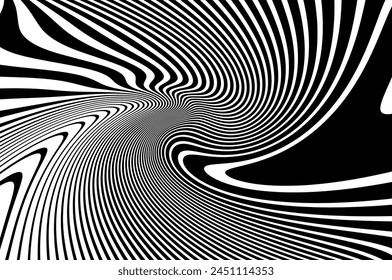 Elegant background, Digital image with a psychedelic stripes. Wave design black and white.  Vector illustration  