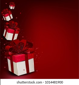 Elegant background with gift boxes. Vector illustration