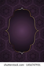 Elegant background with gold frame on a decorative pattern