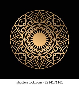 Elegant background with gold luxury floral pattern texture and traditional arabian mandala concept, use for islamic ramadan banner design, business card greeting card, and poster design vector