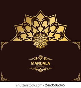 Elegant background with gold mandala pointed ornament frame