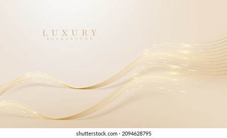 Elegant background and golden curve elements with glittering light effect.