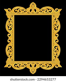 Elegant background with golden frame and vintage pattern and also cutting template