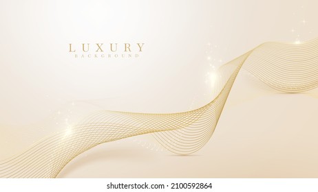 Elegant background with golden glittering waves decoration. vector illustration scene design.