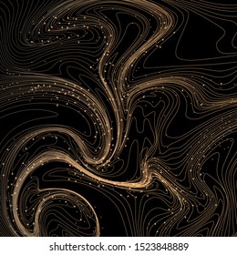 Fondo elegante con textura lineal dorada. Diseño dinámico con ondas de oro abstractas. Ilustración vectorial moderna