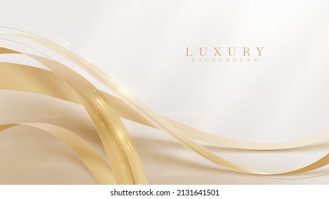 Elegant background with golden ribbon elements and glitter light effect decoration. - Shutterstock ID 2131641501