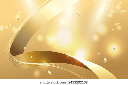 Fondo elegante con elementos de cinta dorada y decoración de efecto de luz brillante.