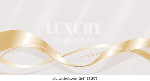 Elegant background with golden ribbon elements and glitter light effect decoration.