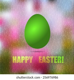 elegant background with green egg over colorful blur, for greeting, invitation card, or cover. Easter background. Vector illustration