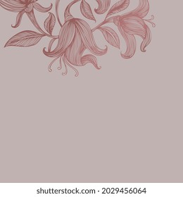 Eleganter Hintergrund mit handgezeichneten Linienblumen. Vektorgrafik.
