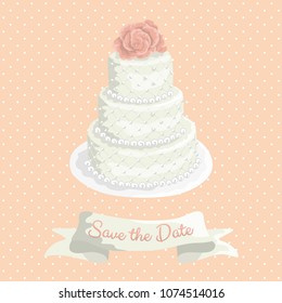 Elegant background with hand-drawn cake for wedding invitation