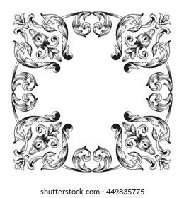 Elegant background with lace ornament. Floral elements, ornate background. Antique style acanthus foliage swirl decorative design element filigree calligraphy