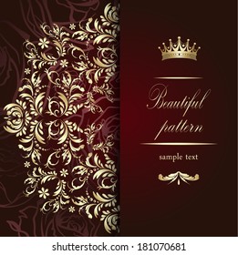Elegant background with lace ornament and place for text. Floral elements, ornate background. Vector illustration. EPS 10.