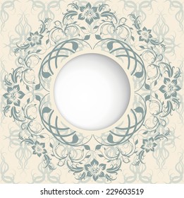 Elegant background with lace ornament and place for text. Floral elements, ornate background. Vector illustration. EPS 10.