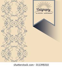 Elegant background with lace ornament and place for text. Floral elements, ornate background. Set of decorative, calligraphic design elements, pattern can be used for invitation, congratulation