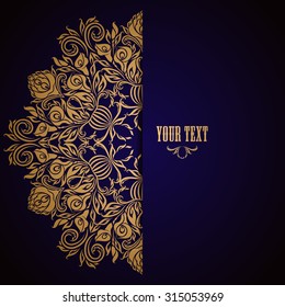 Elegant background with lace ornament and place for text. Floral elements, ornate background. Vector Illustration EPS10.