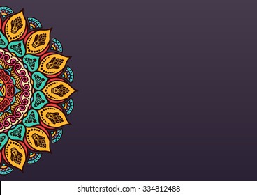 Elegant background with lace ornament and place for text. Floral elements, ornate background, mandala. Vector illustration