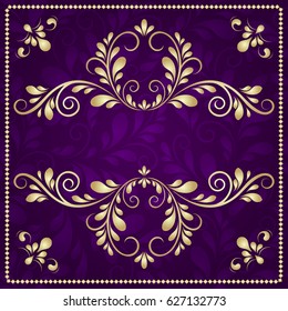 Elegant background with lace ornament and place for text. Floral elements, ornate background. Vector illustration. EPS 10.