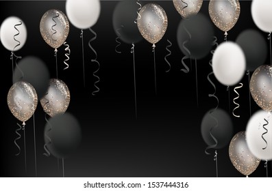 Elegant background with levitating air balloons and serpentine. Vector illustration