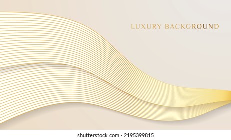 Elegant background with line golden elements Realistic luxury paper cut style 3d modern concept