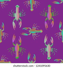 Elegant background multicolor pattern seamless lobster.