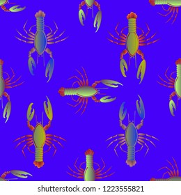 Elegant background multicolored pattern seamless lobster.
