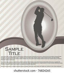 Elegant background with ornament frame and golf player silhouette