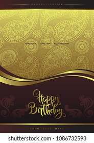 Elegant background with ornament and place for text. Vector greeting card with stylized floral elements. Graphic design. Beautiful illustration. Vintage decorative golden frame