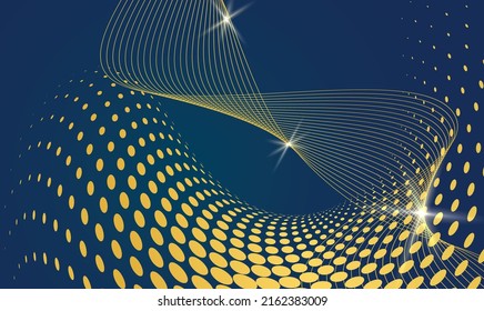 Elegant background with overlay golden shape elements with sparkles, glowing dots. Realistic luxury paper print modern concept. Vector illustration for design eps10 for wedding
