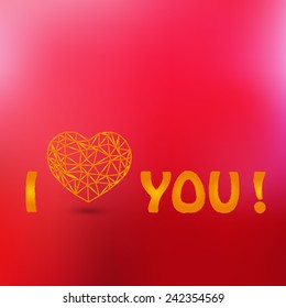 elegant background with polygonal heart, for greeting, invitation card, or cover. Valentines Day background.Vector, EPS 10