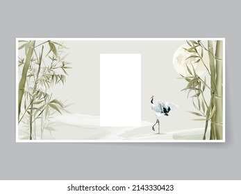 Elegant background set with bamboo hand drawn