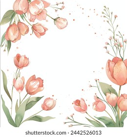 Elegant background spring flower invitation card in watercolor