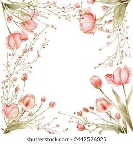 Elegant background spring flower invitation card in watercolor