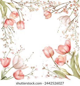 Tarjeta de invitación elegante de la flor de la primavera del fondo en acuarela