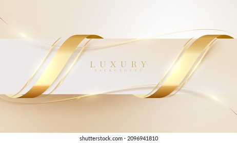 Elegant background with square frame elements and golden curves with glitter light effect.