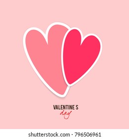 Elegant background with two vector hearts. Valentine's Day