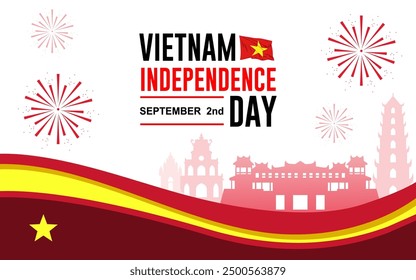 elegant background of Vietnam Independence Day greeting. Vietnam Independence Day Illustration on 02 September 1945.