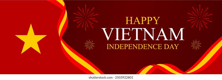 Elegant background of Vietnam Independence Day greeting. Vietnam Independence Day Illustration on 02 September 1945. With Vietnam flag themed colors.