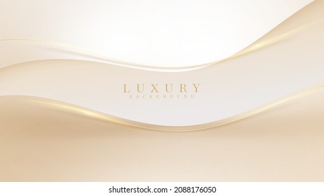 Elegant background with wave frame elements and golden curves with glitter light effect.