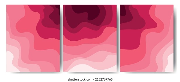 Elegant background with wave line white elements on pink shade. 3d paper cut. Vector illustration for design. An amazing rose. 