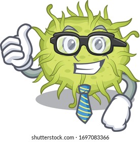 An elegant bacteria coccus Businessman mascot design wearing glasses and tie