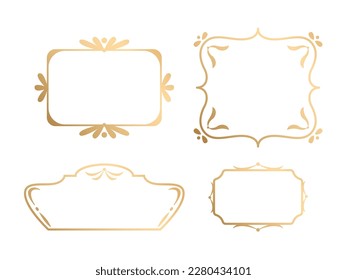 Elegant Badge Collection with a Golden Frame Isolated on a White Background. Luxury Label and Emblem.Vector Illustration.