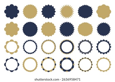 Elegant Badge and Frame Shape Collection in Navy Blue and Gold