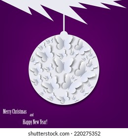 Elegant  ball of paper butterflies . Vector   illustration