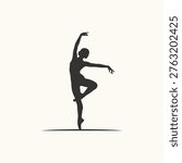 Elegant Ballerina Dancer Silhouette in Classic Ballet Pose