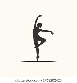 Elegant Ballerina Dancer Silhouette in Classic Ballet Pose