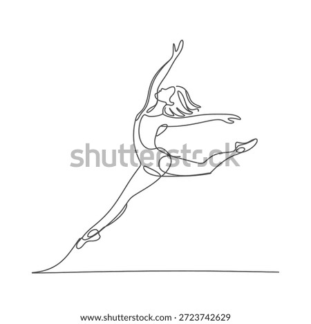 Elegant ballerina in a dynamic pose captured with a single line drawing