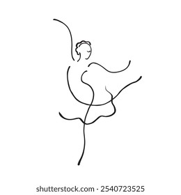 Uma ilustração elegante da arte da linha da bailarina