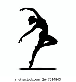 Elegante Ballerina Silhueta Graciosa Dança Pose Ilustração