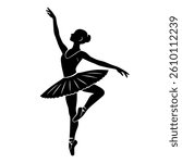 Elegant ballerina silhouette in a graceful pose. Perfect for dance, ballet, and artistic themes. Vector illustration.